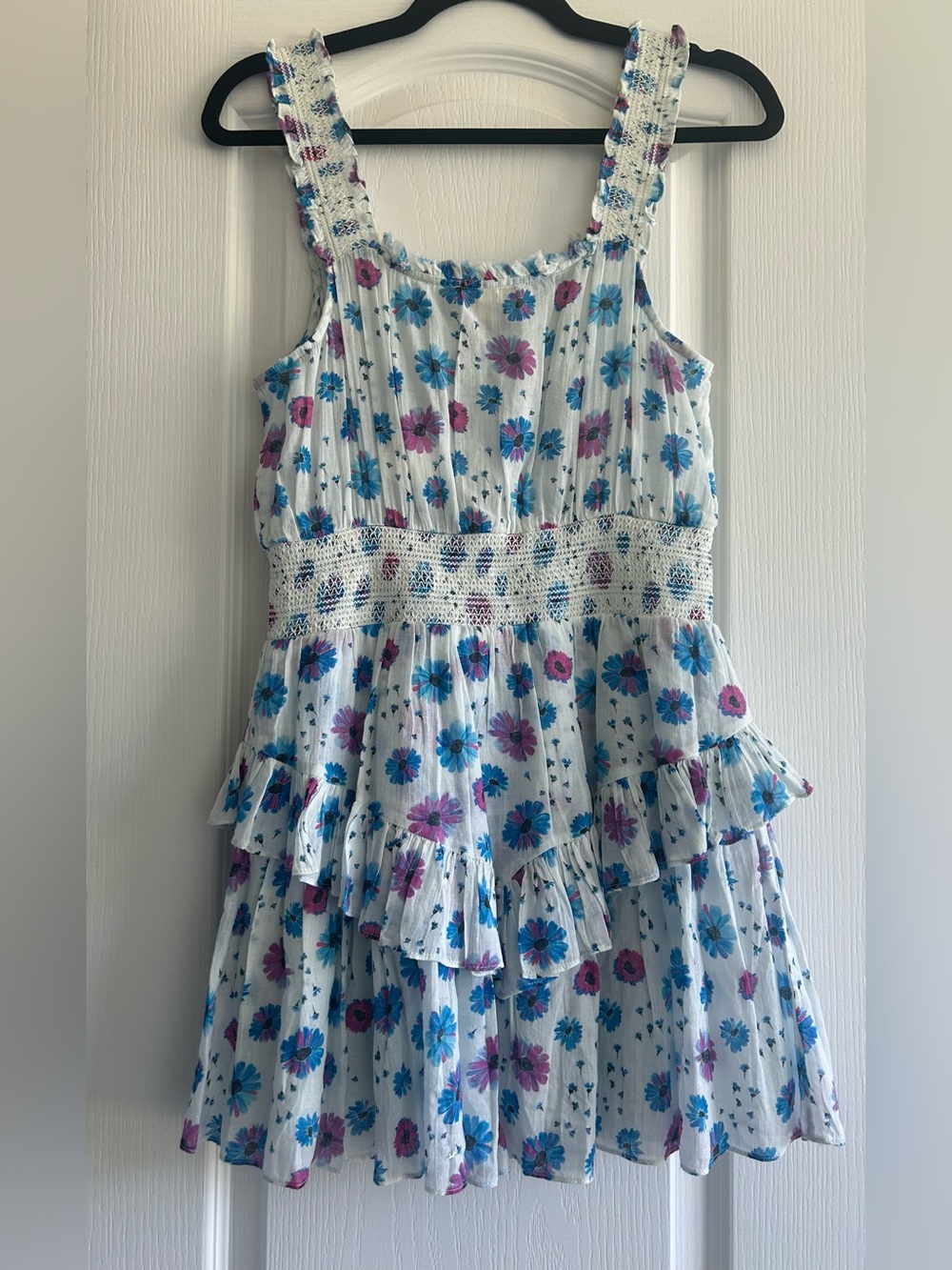 NWT LoveShackFancy Norelli Smocked Floral Mini Dress Size Small.